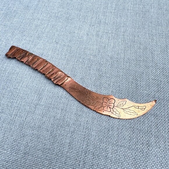 Antique Rare Belgium Trench Copper Art WW1 Letter Opener Knife Coxyde *read* - Picture 1 of 8